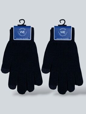 We Texting Touchscreen Gloves 2 Pair Warm Winter Stretchy Knit Black OS Unisex